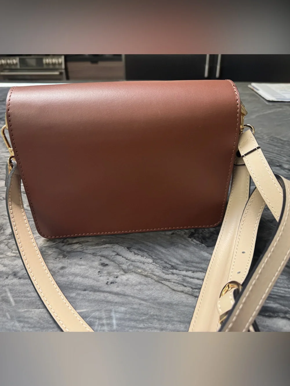 Two-Tone Brown & Cream Crossbody Bag